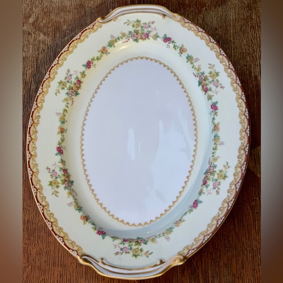 Vintage Discontinued Noritake DIMITY Gold Trim Lug Handled Oval Serving Plate - Picture 13 of 16